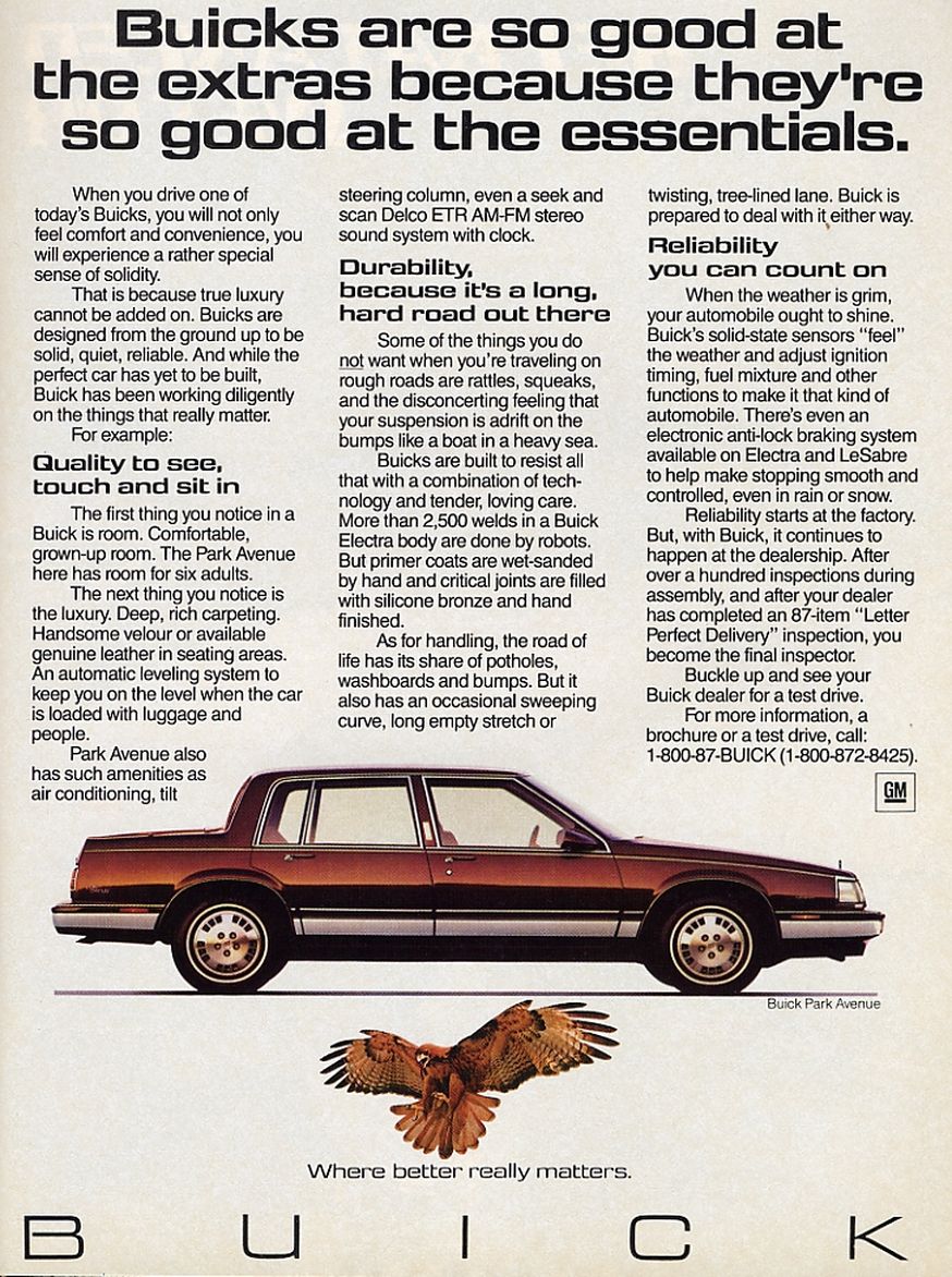1987 Buick Auto Advertising